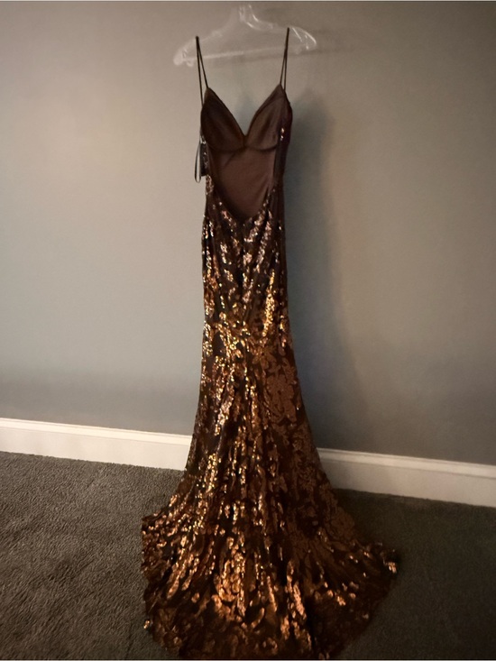 Jovani Dresses & Skirts - Jovani Gold Sequin Spaghetti Strap Maxi Gown